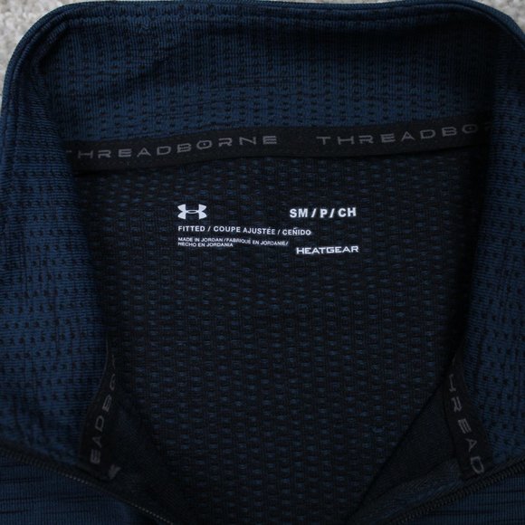 Under Armour Threadborne Sweatshirt Mens Small Blue 1/4 Zip Fitted L/S Pullover - Picture 5 of 8